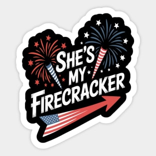Shes My Firecracker 4th Of July Matching Couples His And Her Sticker